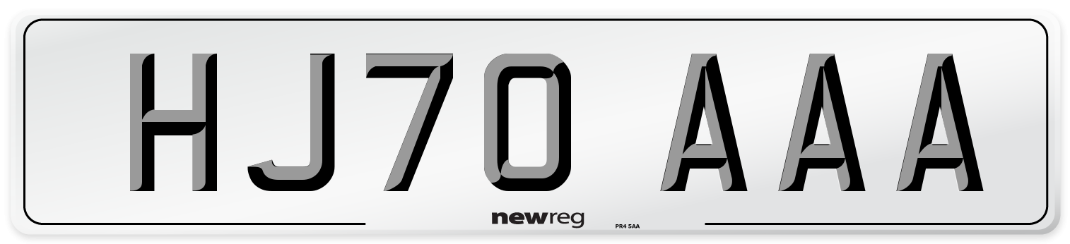 HJ70 AAA Number Plate from New Reg